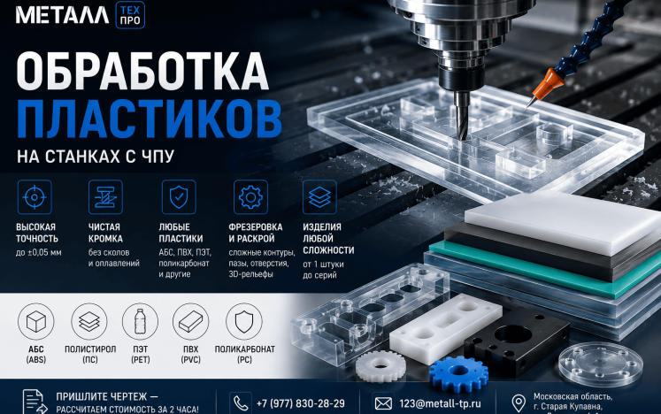Обработка пластиков на ЧПУ: АБС, полистирол, ПЭТ, ПВХ, поликарбонат